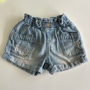 Wonder Nation High Waisted Jean Shorts Toddler Baby Girl Paperbag Size 18 Months